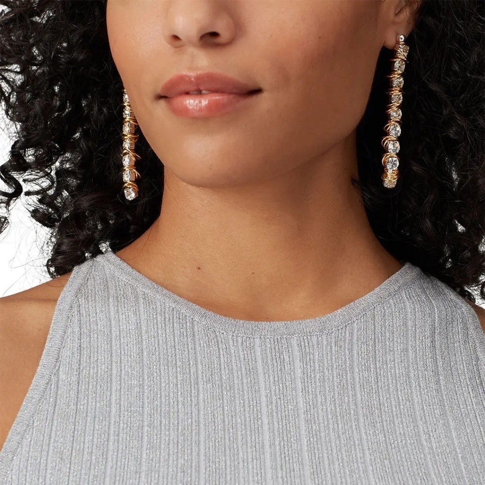 Moutton Collet Gold Silver X Project Earrings Swarovski Crystal Drop $185